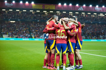 2024-10-15 - Alex Baena of Spain celebrates a goal 3-0 during the UEFA Nations League, League A, Group A4 football match between Spain and Serbia on October 15, 2024 at Nuevo Arcangel stadium in Cordoba, Spain - FOOTBALL - UEFA NATIONS LEAGUE - SPAIN V SERBIA - UEFA NATIONS LEAGUE - SOCCER