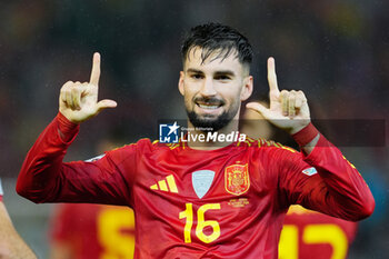 2024-10-15 - Alex Baena of Spain celebrates a goal 3-0 during the UEFA Nations League, League A, Group A4 football match between Spain and Serbia on October 15, 2024 at Nuevo Arcangel stadium in Cordoba, Spain - FOOTBALL - UEFA NATIONS LEAGUE - SPAIN V SERBIA - UEFA NATIONS LEAGUE - SOCCER