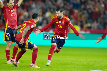 2024-10-15 - Alex Baena of Spain celebrates a goal 3-0 during the UEFA Nations League, League A, Group A4 football match between Spain and Serbia on October 15, 2024 at Nuevo Arcangel stadium in Cordoba, Spain - FOOTBALL - UEFA NATIONS LEAGUE - SPAIN V SERBIA - UEFA NATIONS LEAGUE - SOCCER