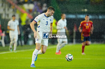 2024-10-15 - Strahinja Pavlovic of Serbia during the UEFA Nations League, League A, Group A4 football match between Spain and Serbia on October 15, 2024 at Nuevo Arcangel stadium in Cordoba, Spain - FOOTBALL - UEFA NATIONS LEAGUE - SPAIN V SERBIA - UEFA NATIONS LEAGUE - SOCCER