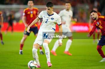 2024-10-15 - Kosta Nedeljkovic of Serbia during the UEFA Nations League, League A, Group A4 football match between Spain and Serbia on October 15, 2024 at Nuevo Arcangel stadium in Cordoba, Spain - FOOTBALL - UEFA NATIONS LEAGUE - SPAIN V SERBIA - UEFA NATIONS LEAGUE - SOCCER