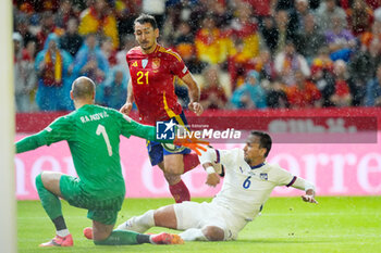 2024-10-15 - Mikel Oyarzabal of Spain and Nemanja Maksimovic of Serbia during the UEFA Nations League, League A, Group A4 football match between Spain and Serbia on October 15, 2024 at Nuevo Arcangel stadium in Cordoba, Spain - FOOTBALL - UEFA NATIONS LEAGUE - SPAIN V SERBIA - UEFA NATIONS LEAGUE - SOCCER