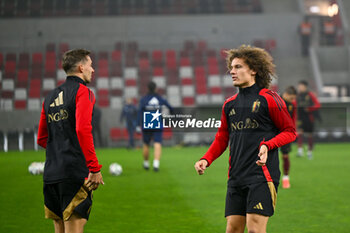 2024-11-17 - Belgium team on warm up during the UEFA Nations League match between Israel vs. Belgium on 17th November 2024 at the Bozsik Arena stadium in Budapest, Hungary - ISRAEL VS BELGIUM - UEFA NATIONS LEAGUE - SOCCER