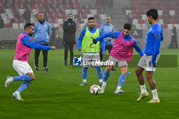 2024-11-17 - Israel team on warm up during the UEFA Nations League match between Israel vs. Belgium on 17th November 2024 at the Bozsik Arena stadium in Budapest, Hungary - ISRAEL VS BELGIUM - UEFA NATIONS LEAGUE - SOCCER