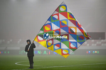 2024-11-17 - UEFA Nations League corner kick flag during the UEFA Nations League match between Israel vs. Belgium on 17th November 2024 at the Bozsik Arena stadium in Budapest, Hungary - ISRAEL VS BELGIUM - UEFA NATIONS LEAGUE - SOCCER