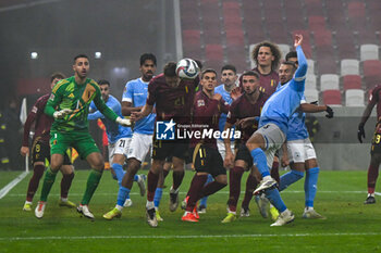 2024-11-17 - Timothy Castagne (Belgium) overhead kick the ball during the UEFA Nations League match between Israel vs. Belgium on 17th November 2024 at the Bozsik Arena stadium in Budapest, Hungary - ISRAEL VS BELGIUM - UEFA NATIONS LEAGUE - SOCCER