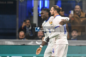 17/11/2024 - Adrien Rabiot of France celebrating after a goal during the Group A2 - UEFA NATIONS LEAGUE 2024 match between Italy and France on 17 of November 2024 at Giuseppe Meazza San Siro Siro stadium in Milan, Italy. - ITALY VS FRANCE - UEFA NATIONS LEAGUE - CALCIO