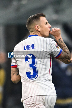 17/11/2024 - Lucas Digne of France celebrating after a goal during the Group A2 - UEFA NATIONS LEAGUE 2024 match between Italy and France on 17 of November 2024 at Giuseppe Meazza San Siro Siro stadium in Milan, Italy. - ITALY VS FRANCE - UEFA NATIONS LEAGUE - CALCIO