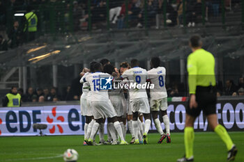 17/11/2024 - Lucas Digne of France celebrating after a goal during the Group A2 - UEFA NATIONS LEAGUE 2024 match between Italy and France on 17 of November 2024 at Giuseppe Meazza San Siro Siro stadium in Milan, Italy. - ITALY VS FRANCE - UEFA NATIONS LEAGUE - CALCIO