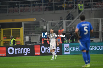 17/11/2024 - Lucas Digne of France celebrating after a goal during the Group A2 - UEFA NATIONS LEAGUE 2024 match between Italy and France on 17 of November 2024 at Giuseppe Meazza San Siro Siro stadium in Milan, Italy. - ITALY VS FRANCE - UEFA NATIONS LEAGUE - CALCIO