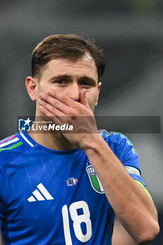 17/11/2024 - Nicolo Barella of Italy reacts during the Group A2 - UEFA NATIONS LEAGUE 2024 match between Italy and France on 17 of November 2024 at Giuseppe Meazza San Siro Siro stadium in Milan, Italy. - ITALY VS FRANCE - UEFA NATIONS LEAGUE - CALCIO