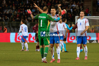 14/11/2024 - Gianluigi Donnarumma of Italy and Alessandro Buongiorno of Italy celebrates the victory - BELGIUM VS ITALY - UEFA NATIONS LEAGUE - CALCIO