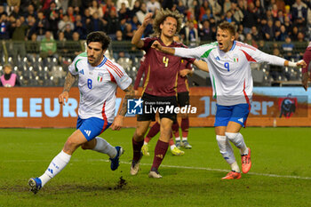 14/11/2024 - Sandro Tonali of Italy celebrates after scoring a goal with Mateo Retegui of Italy - BELGIUM VS ITALY - UEFA NATIONS LEAGUE - CALCIO