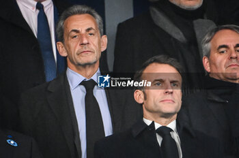 14/11/2024 - French President Emmanuel MACRON and former French President Nicolas SARKOZY during the UEFA Nations League, League A, Group A2 football match between France and Israel on 14 November 2024 at Stade de France in Saint-Denis near Paris, France - FOOTBALL - UEFA NATIONS LEAGUE - FRANCE V ISRAEL - UEFA NATIONS LEAGUE - CALCIO