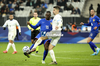 14/11/2024 - Ibrahima Konate of France, Idan Nachmias of Israel during the UEFA Nations League, League A, Group A2 football match between France and Israel on 14 November 2024 at Stade de France in Saint-Denis near Paris, France - FOOTBALL - UEFA NATIONS LEAGUE - FRANCE V ISRAEL - UEFA NATIONS LEAGUE - CALCIO