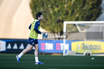 16/11/2024 - Sandro Tonali of Italy in action during a Italy training session at BPER Training Centre at Appiano Gentile on November 16, 2024 in Como, Italy - ITALY TRAINING AND PRESS CONFERENCE - UEFA NATIONS LEAGUE - CALCIO