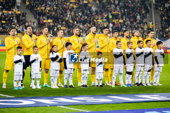 18/11/2024 - Team of Romania during the National Anthem during the UEFA Nations League, League C, Group C2 football match between Romania and Cyprus on 18 November 2024 at Arena Nationala in Bucharest, Romania - FOOTBALL - UEFA NATIONS LEAGUE - ROMANIA V CYPRUS - UEFA NATIONS LEAGUE - CALCIO