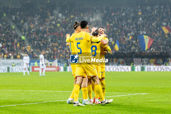 18/11/2024 - Players of Romania celebrate after Razvan Marin of Romania scored the team's second goal to make the score 2-0 during the UEFA Nations League, League C, Group C2 football match between Romania and Cyprus on 18 November 2024 at Arena Nationala in Bucharest, Romania - FOOTBALL - UEFA NATIONS LEAGUE - ROMANIA V CYPRUS - UEFA NATIONS LEAGUE - CALCIO