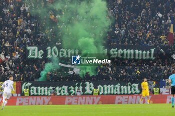 18/11/2024 - Romanian fans showing banners during the UEFA Nations League, League C, Group C2 football match between Romania and Cyprus on 18 November 2024 at Arena Nationala in Bucharest, Romania - FOOTBALL - UEFA NATIONS LEAGUE - ROMANIA V CYPRUS - UEFA NATIONS LEAGUE - CALCIO