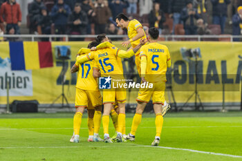 18/11/2024 - Romanian players celebrate their team’s fourth goal during the UEFA Nations League, League C, Group C2 football match between Romania and Cyprus on 18 November 2024 at Arena Nationala in Bucharest, Romania - FOOTBALL - UEFA NATIONS LEAGUE - ROMANIA V CYPRUS - UEFA NATIONS LEAGUE - CALCIO