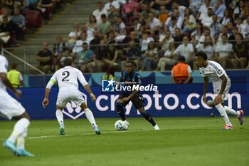 2024-08-14 - August 14, 2024, Warsaw, Masovian, Poland: Stadion Narodowy, Warsaw, UEFA Super Cup Football match Real Madrid vs Atalanta; In the picture: Militao and Carvajal 900/Cordon Press - UEFA SUPER CUP FOOTBALL MATCH REAL MADRID VS ATALANTA - UEFA SUPER CUP - SOCCER