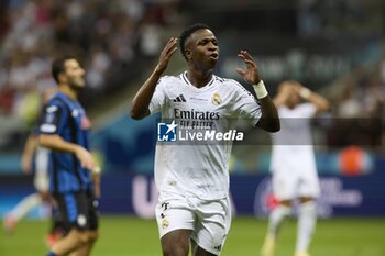 2024-08-14 - August 14, 2024, Warsaw, Masovian, Poland: Stadion Narodowy, Warsaw, UEFA Super Cup Football match Real Madrid vs Atalanta; In the picture: Vinicius 900/Cordon Press - UEFA SUPER CUP FOOTBALL MATCH REAL MADRID VS ATALANTA - UEFA SUPER CUP - SOCCER