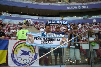 2024-08-14 - August 14, 2024, Warsaw, Masovian, Poland: Stadion Narodowy, Warsaw, UEFA Super Cup Football match Real Madrid vs Atalanta; In the picture: Real Madrid fans 900/Cordon Press - UEFA SUPER CUP FOOTBALL MATCH REAL MADRID VS ATALANTA - UEFA SUPER CUP - SOCCER