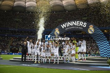 2024-08-14 - August 14, 2024, Warsaw, Masovian, Poland: Stadion Narodowy, Warsaw, UEFA Super Cup Football match Real Madrid vs Atalanta; In the picture: Real Madrid wins the match 900/Cordon Press - UEFA SUPER CUP FOOTBALL MATCH REAL MADRID VS ATALANTA - UEFA SUPER CUP - SOCCER