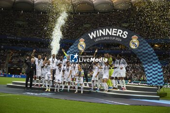 2024-08-14 - August 14, 2024, Warsaw, Masovian, Poland: Stadion Narodowy, Warsaw, UEFA Super Cup Football match Real Madrid vs Atalanta; In the picture: Real Madrid wins the match 900/Cordon Press - UEFA SUPER CUP FOOTBALL MATCH REAL MADRID VS ATALANTA - UEFA SUPER CUP - SOCCER