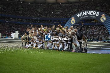 2024-08-14 - August 14, 2024, Warsaw, Masovian, Poland: Stadion Narodowy, Warsaw, UEFA Super Cup Football match Real Madrid vs Atalanta; In the picture: Real Madrid wins the match 900/Cordon Press - UEFA SUPER CUP FOOTBALL MATCH REAL MADRID VS ATALANTA - UEFA SUPER CUP - SOCCER