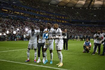 2024-08-14 - August 14, 2024, Warsaw, Masovian, Poland: Stadion Narodowy, Warsaw, UEFA Super Cup Football match Real Madrid vs Atalanta; In the picture: Mbappe, Tchouameni, Camavinga and Mendi 900/Cordon Press - UEFA SUPER CUP FOOTBALL MATCH REAL MADRID VS ATALANTA - UEFA SUPER CUP - SOCCER