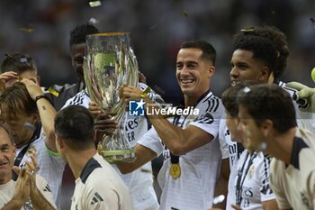 2024-08-14 - August 14, 2024, Warsaw, Masovian, Poland: Stadion Narodowy, Warsaw, UEFA Super Cup Football match Real Madrid vs Atalanta; In the picture: Lucas Vazquez 900/Cordon Press - UEFA SUPER CUP FOOTBALL MATCH REAL MADRID VS ATALANTA - UEFA SUPER CUP - SOCCER