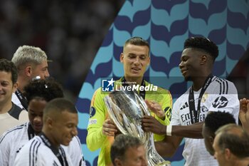 2024-08-14 - August 14, 2024, Warsaw, Masovian, Poland: Stadion Narodowy, Warsaw, UEFA Super Cup Football match Real Madrid vs Atalanta; In the picture: Lunin 900/Cordon Press - UEFA SUPER CUP FOOTBALL MATCH REAL MADRID VS ATALANTA - UEFA SUPER CUP - SOCCER