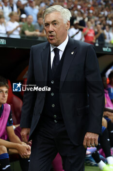 2024-08-14 - Coach Carlo Ancelotti of Real Madrid during the UEFA Super Cup 2024 football match between Real Madrid CF and Atalanta BC on 14 August 2024 at PGE Narodowy in Warsaw, Poland - FOOTBALL - UEFA SUPER CUP 2024 - REAL MADRID V ATALANTA - UEFA SUPER CUP - SOCCER