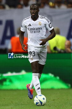 2024-08-14 - Ferland Mendy of Real Madrid during the UEFA Super Cup 2024 football match between Real Madrid CF and Atalanta BC on 14 August 2024 at PGE Narodowy in Warsaw, Poland - FOOTBALL - UEFA SUPER CUP 2024 - REAL MADRID V ATALANTA - UEFA SUPER CUP - SOCCER