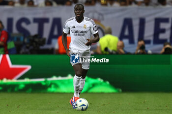 2024-08-14 - Ferland Mendy of Real Madrid during the UEFA Super Cup 2024 football match between Real Madrid CF and Atalanta BC on 14 August 2024 at PGE Narodowy in Warsaw, Poland - FOOTBALL - UEFA SUPER CUP 2024 - REAL MADRID V ATALANTA - UEFA SUPER CUP - SOCCER