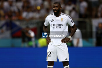 2024-08-14 - Antonio Rudiger of Real Madrid during the UEFA Super Cup 2024 football match between Real Madrid CF and Atalanta BC on 14 August 2024 at PGE Narodowy in Warsaw, Poland - FOOTBALL - UEFA SUPER CUP 2024 - REAL MADRID V ATALANTA - UEFA SUPER CUP - SOCCER