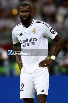 2024-08-14 - Antonio Rudiger of Real Madrid during the UEFA Super Cup 2024 football match between Real Madrid CF and Atalanta BC on 14 August 2024 at PGE Narodowy in Warsaw, Poland - FOOTBALL - UEFA SUPER CUP 2024 - REAL MADRID V ATALANTA - UEFA SUPER CUP - SOCCER