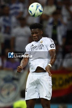 2024-08-14 - Aurelien Tchouameni of Real Madrid during the UEFA Super Cup 2024 football match between Real Madrid CF and Atalanta BC on 14 August 2024 at PGE Narodowy in Warsaw, Poland - FOOTBALL - UEFA SUPER CUP 2024 - REAL MADRID V ATALANTA - UEFA SUPER CUP - SOCCER