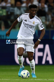 2024-08-14 - Aurelien Tchouameni of Real Madrid during the UEFA Super Cup 2024 football match between Real Madrid CF and Atalanta BC on 14 August 2024 at PGE Narodowy in Warsaw, Poland - FOOTBALL - UEFA SUPER CUP 2024 - REAL MADRID V ATALANTA - UEFA SUPER CUP - SOCCER