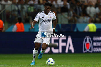 2024-08-14 - Aurelien Tchouameni of Real Madrid during the UEFA Super Cup 2024 football match between Real Madrid CF and Atalanta BC on 14 August 2024 at PGE Narodowy in Warsaw, Poland - FOOTBALL - UEFA SUPER CUP 2024 - REAL MADRID V ATALANTA - UEFA SUPER CUP - SOCCER