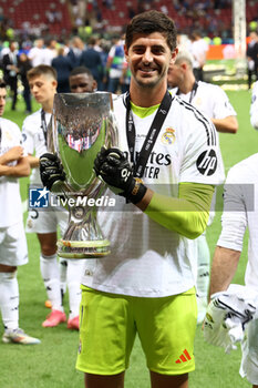 2024-08-14 - Thibaut Courtois of Real Madrid during the UEFA Super Cup 2024 football match between Real Madrid CF and Atalanta BC on 14 August 2024 at PGE Narodowy in Warsaw, Poland - FOOTBALL - UEFA SUPER CUP 2024 - REAL MADRID V ATALANTA - UEFA SUPER CUP - SOCCER