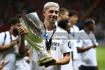 2024-08-14 - Federico Valverde of Real Madrid during the UEFA Super Cup 2024 football match between Real Madrid CF and Atalanta BC on 14 August 2024 at PGE Narodowy in Warsaw, Poland - FOOTBALL - UEFA SUPER CUP 2024 - REAL MADRID V ATALANTA - UEFA SUPER CUP - SOCCER