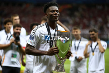 2024-08-14 - Aurelien Tchouameni of Real Madrid during the UEFA Super Cup 2024 football match between Real Madrid CF and Atalanta BC on 14 August 2024 at PGE Narodowy in Warsaw, Poland - FOOTBALL - UEFA SUPER CUP 2024 - REAL MADRID V ATALANTA - UEFA SUPER CUP - SOCCER