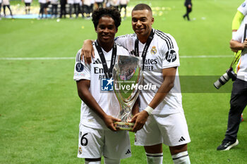 2024-08-14 - Endrick, Kylian Mbappe of Real Madrid during the UEFA Super Cup 2024 football match between Real Madrid CF and Atalanta BC on 14 August 2024 at PGE Narodowy in Warsaw, Poland - FOOTBALL - UEFA SUPER CUP 2024 - REAL MADRID V ATALANTA - UEFA SUPER CUP - SOCCER