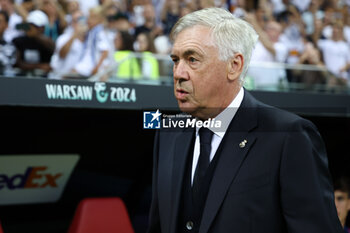 2024-08-14 - Coach Carlo Ancelotti of Real Madrid during the UEFA Super Cup 2024 football match between Real Madrid CF and Atalanta BC on 14 August 2024 at PGE Narodowy in Warsaw, Poland - FOOTBALL - UEFA SUPER CUP 2024 - REAL MADRID V ATALANTA - UEFA SUPER CUP - SOCCER