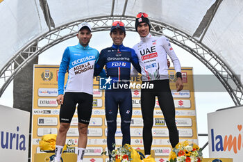 2024-02-28 - Second Classified Andrea Vendrame (Decathlon Ag2r La Mondiale), winner Lenny Martinez Groupama – FDJ and third classified uan Ayuso (UAE Team Emirates) - 61° TROFEO LAIGUEGLIA - STREET - CYCLING