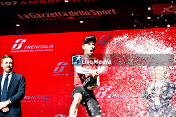 2024-05-08 - FRA Benjamin Thomas -COF Winner of the Genova- Lucca Stage on the podium - STAGE 5 - GENOVA-LUCCA - GIRO D'ITALIA - CYCLING