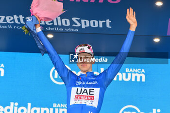 2024-05-12 - Tadej Pgacar with Maglia Azzurra after Tappa 9 - Avezzano-Napoli - Giro d'Italia 2024 - STAGE 9 - AVEZZANO-NAPOLI - GIRO D'ITALIA - CYCLING