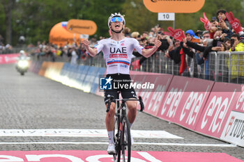 05/05/2024 - Tadej Pogacar celeb the victory of San Francesco Al Campo (TO)-Santuario di Oropa (BI) - Stage 2 of Giro D'Italia 2024 - STAGE 2 - S.FRANCESCO AL CAMPO-SANTUARIO DI OROPA - GIRO D'ITALIA - CICLISMO